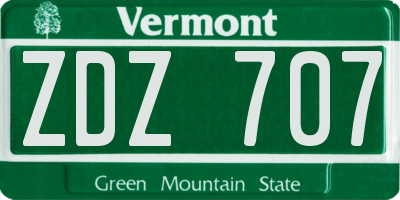 VT license plate ZDZ707