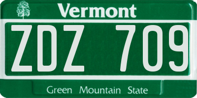 VT license plate ZDZ709
