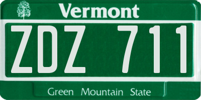 VT license plate ZDZ711