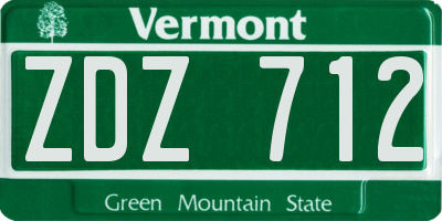 VT license plate ZDZ712