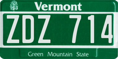 VT license plate ZDZ714