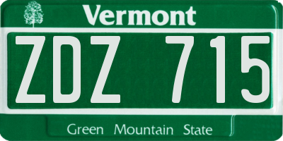 VT license plate ZDZ715