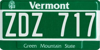 VT license plate ZDZ717
