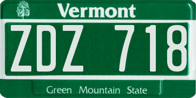 VT license plate ZDZ718