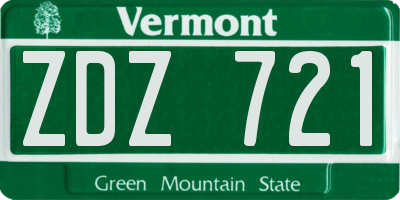 VT license plate ZDZ721