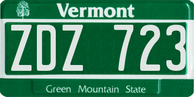 VT license plate ZDZ723
