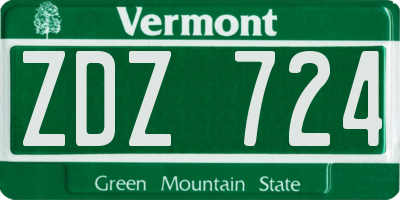 VT license plate ZDZ724