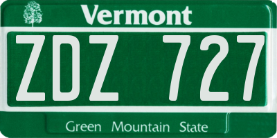 VT license plate ZDZ727