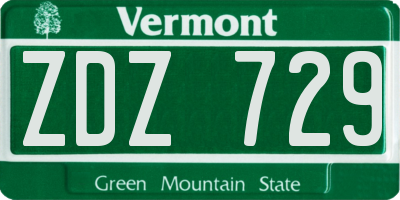 VT license plate ZDZ729