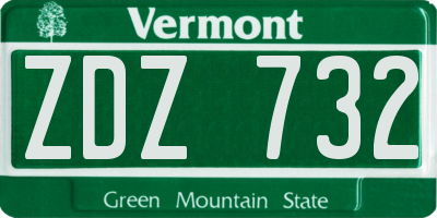 VT license plate ZDZ732