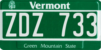 VT license plate ZDZ733