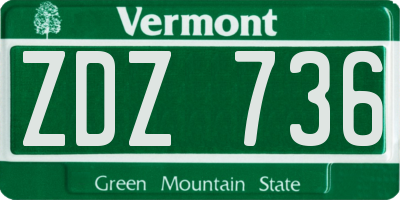 VT license plate ZDZ736