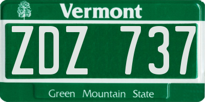 VT license plate ZDZ737