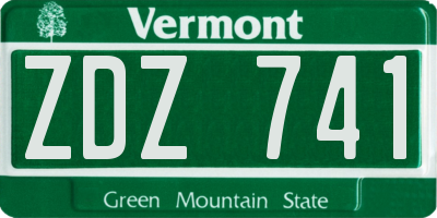 VT license plate ZDZ741