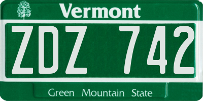 VT license plate ZDZ742