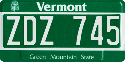 VT license plate ZDZ745