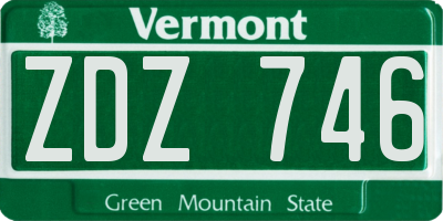 VT license plate ZDZ746