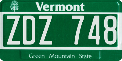 VT license plate ZDZ748