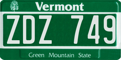 VT license plate ZDZ749