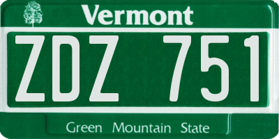VT license plate ZDZ751