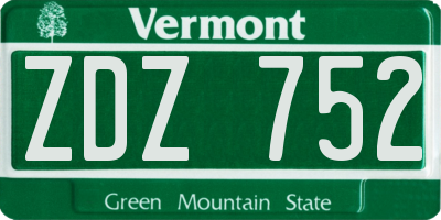 VT license plate ZDZ752