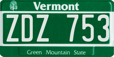 VT license plate ZDZ753