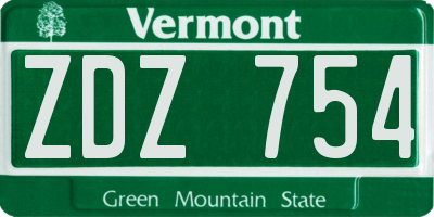VT license plate ZDZ754