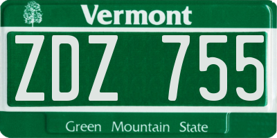 VT license plate ZDZ755