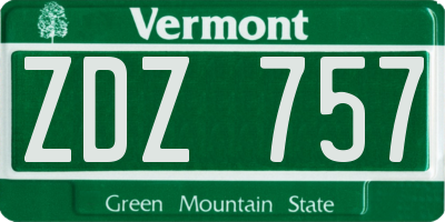 VT license plate ZDZ757