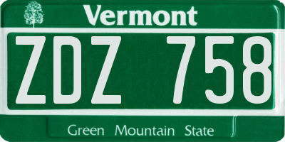 VT license plate ZDZ758