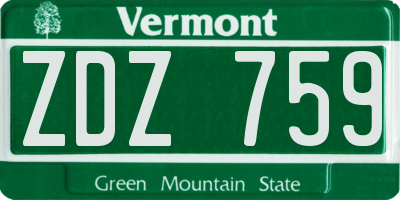 VT license plate ZDZ759