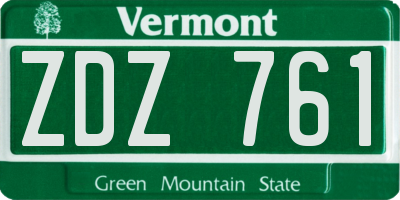 VT license plate ZDZ761