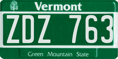 VT license plate ZDZ763