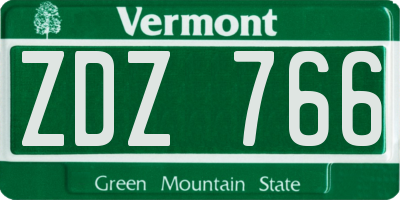 VT license plate ZDZ766