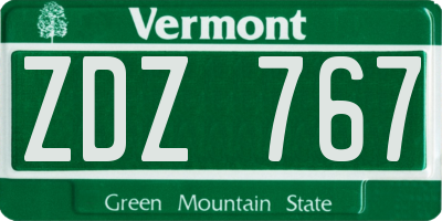 VT license plate ZDZ767