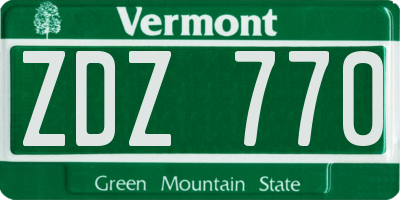 VT license plate ZDZ770