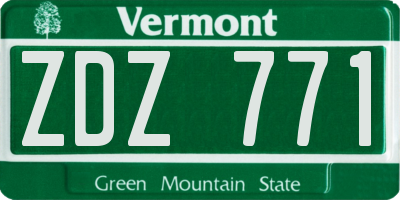 VT license plate ZDZ771