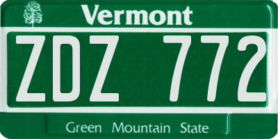 VT license plate ZDZ772