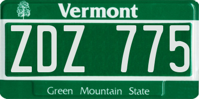 VT license plate ZDZ775