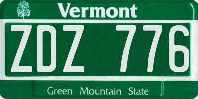 VT license plate ZDZ776