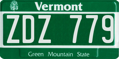 VT license plate ZDZ779
