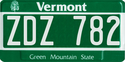 VT license plate ZDZ782