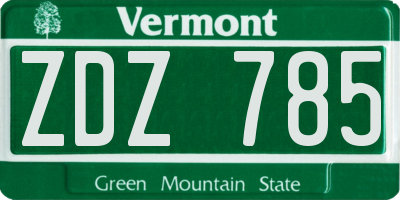 VT license plate ZDZ785