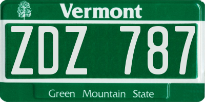 VT license plate ZDZ787