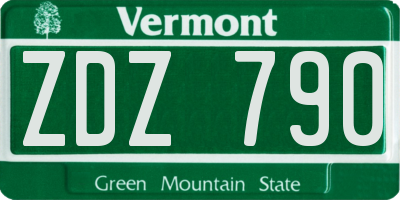 VT license plate ZDZ790