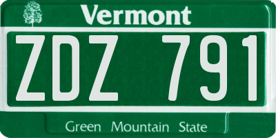 VT license plate ZDZ791