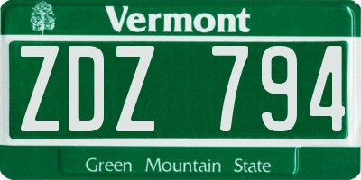 VT license plate ZDZ794
