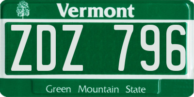 VT license plate ZDZ796