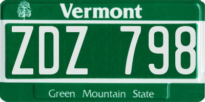 VT license plate ZDZ798