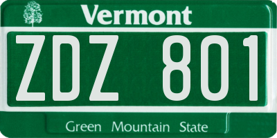 VT license plate ZDZ801